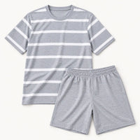 Pyjama Homme Short Tee Shirt Rayé Gris Et Blanc – vue 5 | le Juste Pyjama