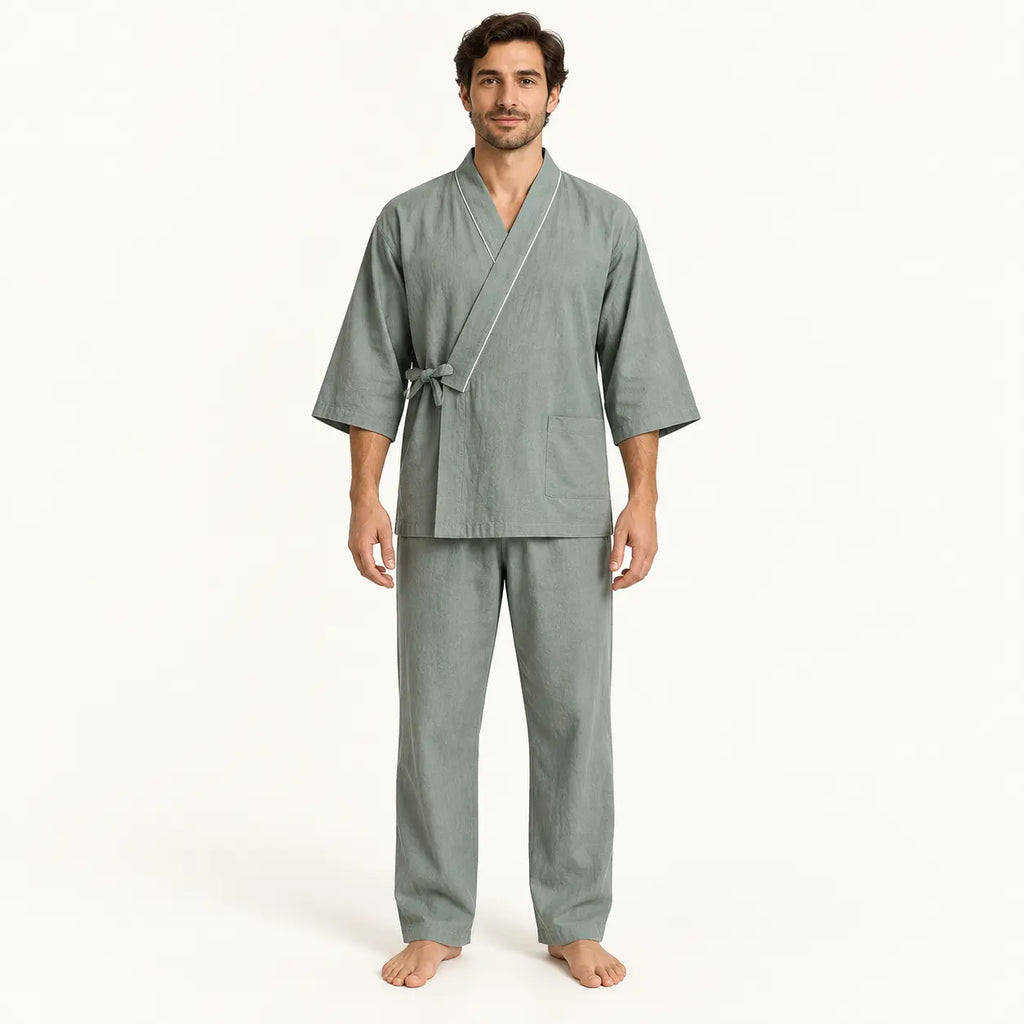 Pyjama Japonais Homme Style Kimono En Coton | le Juste Pyjama