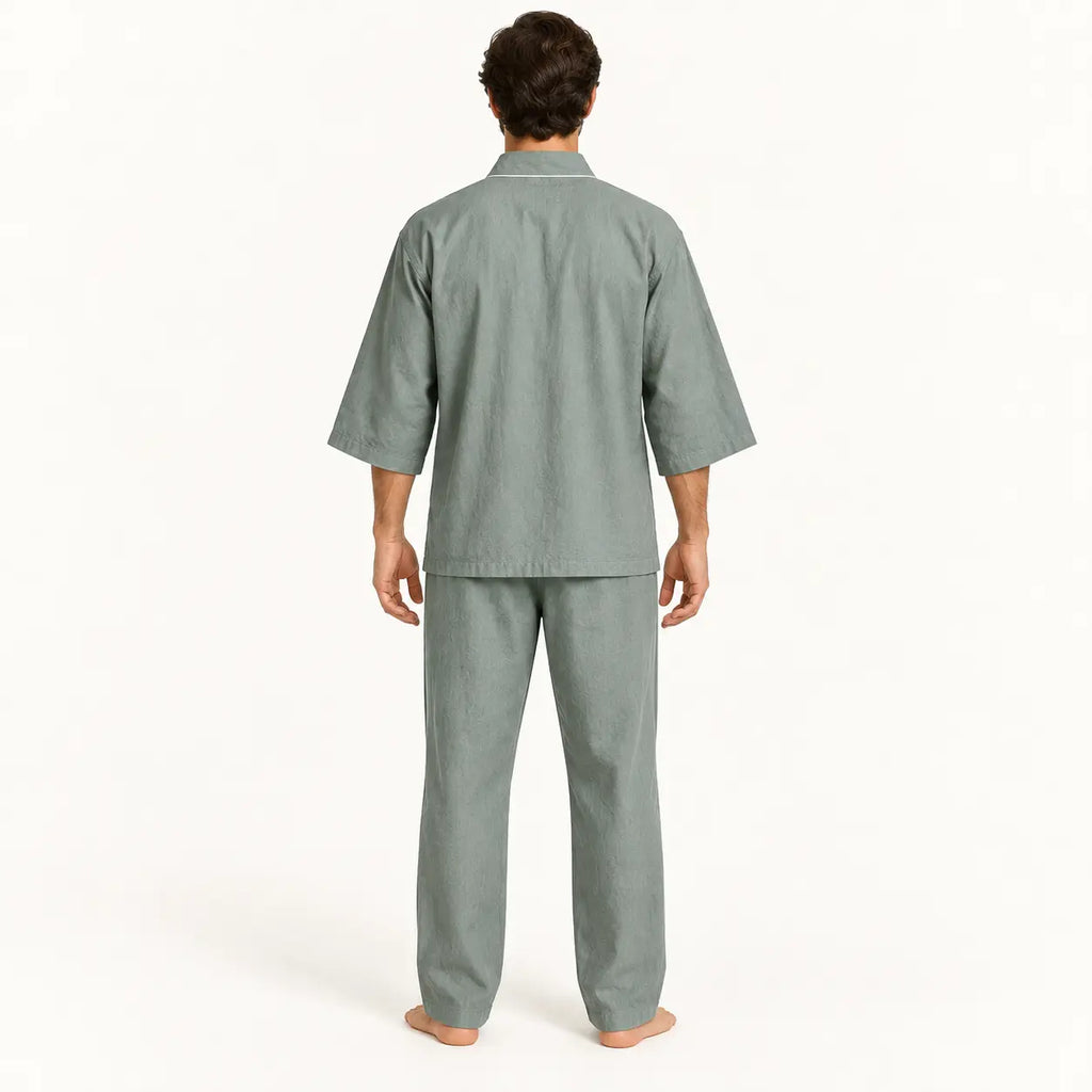 Pyjama Japonais Homme Style Kimono En Coton – vue 2 | le Juste Pyjama