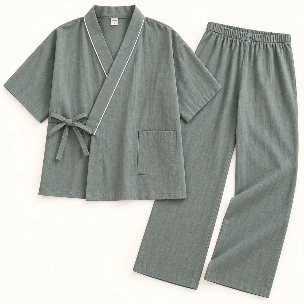 Pyjama Japonais Homme Style Kimono En Coton – vue 5 | le Juste Pyjama