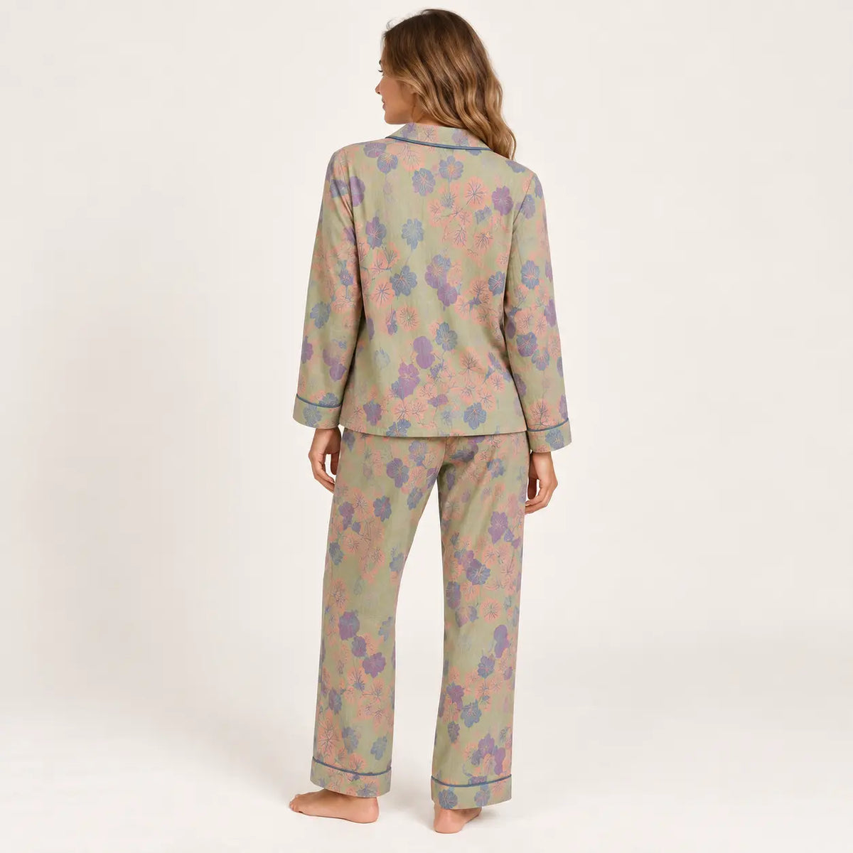 Pyjama Manches Longues Coton Deux Pièces Col Tailleur – vue 2 | le Juste Pyjama