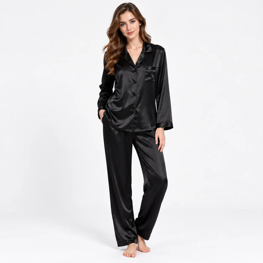 Pyjama Rayonne En Satin Col Tailleur | le Juste Pyjama