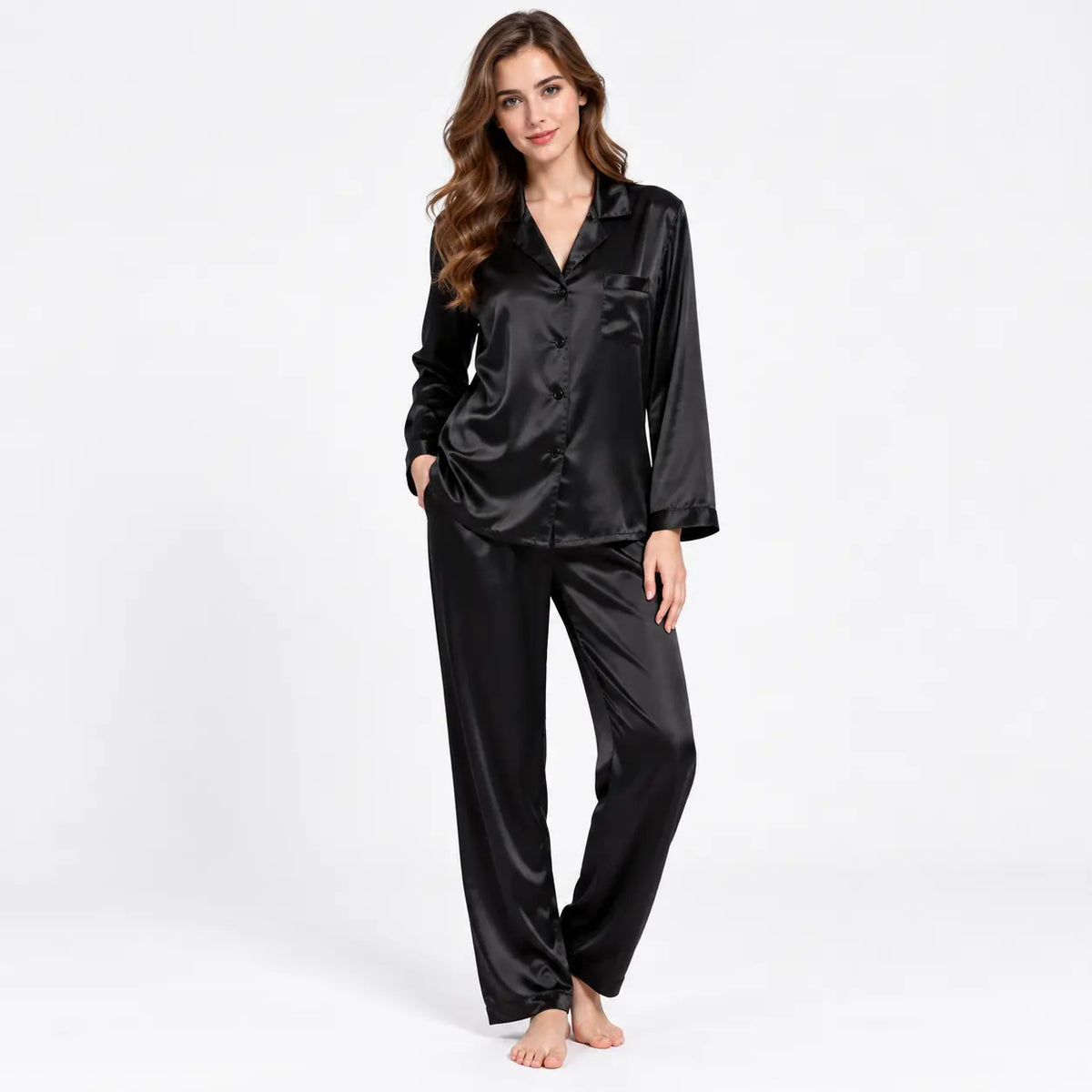Pyjama Rayonne En Satin Col Tailleur | le Juste Pyjama
