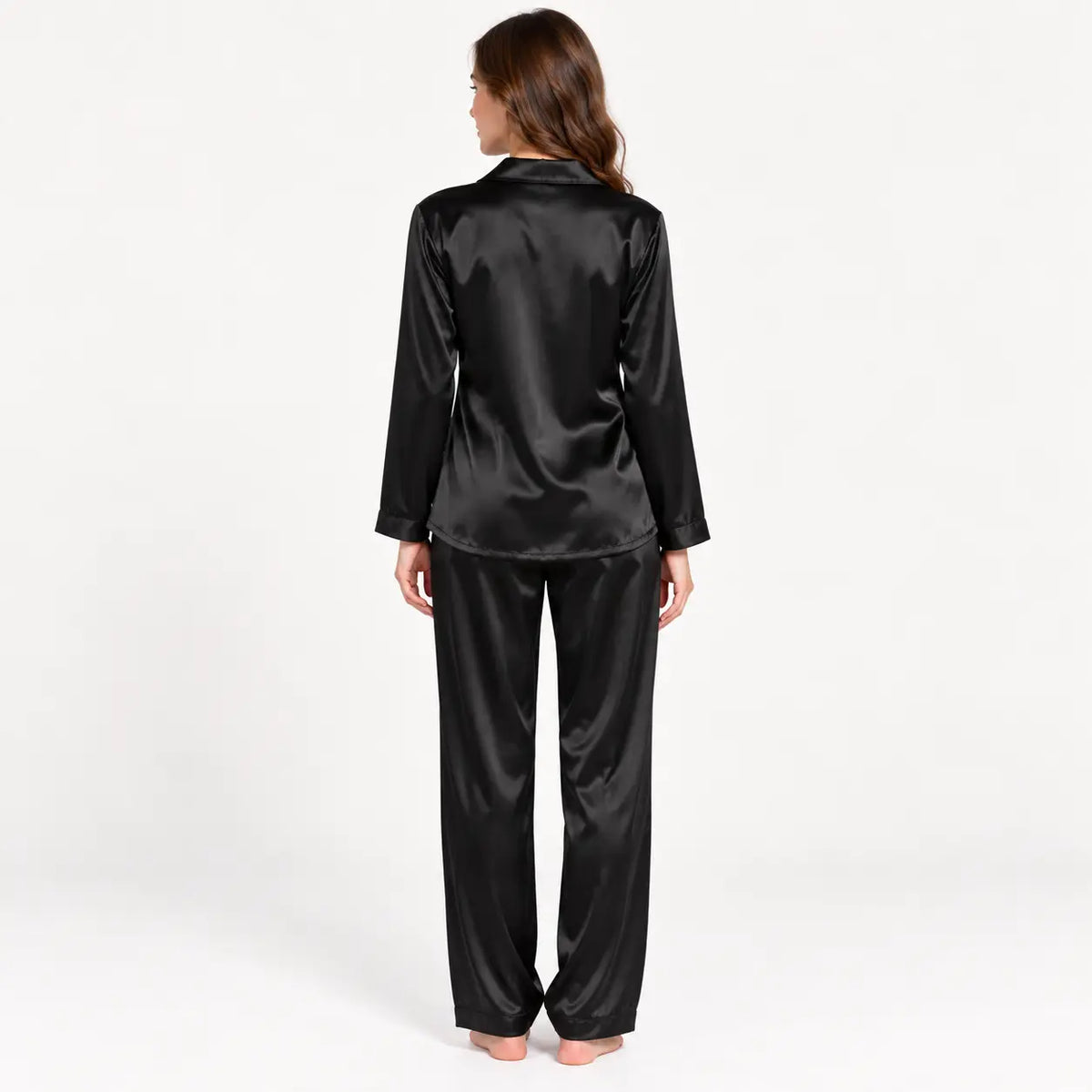 Pyjama Rayonne En Satin Col Tailleur – vue 2 | le Juste Pyjama