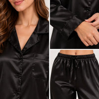 Pyjama Rayonne En Satin Col Tailleur – vue 3 | le Juste Pyjama