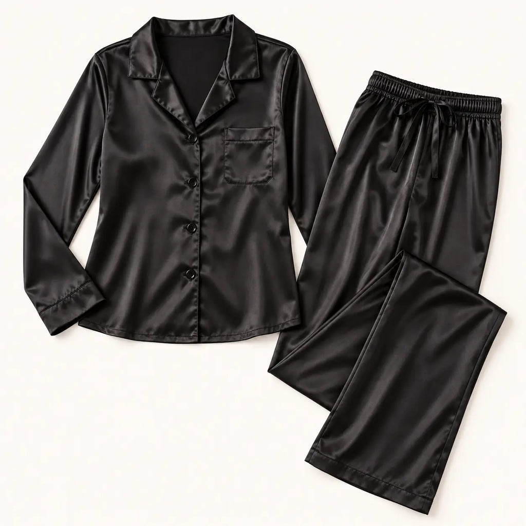 Pyjama Rayonne En Satin Col Tailleur – vue 5 | le Juste Pyjama