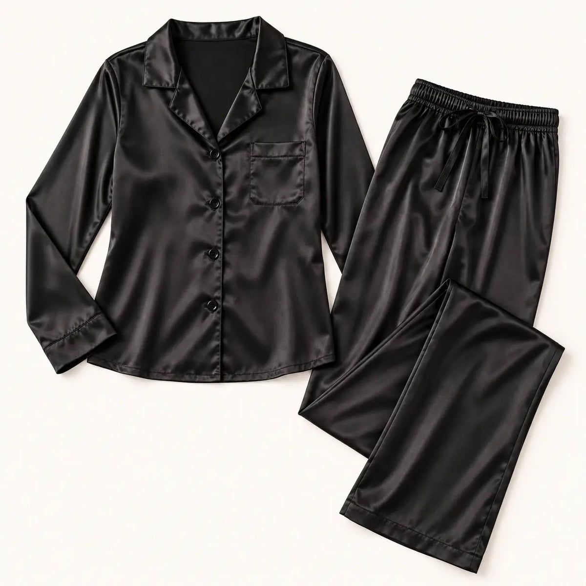 Pyjama Rayonne En Satin Col Tailleur – vue 5 | le Juste Pyjama