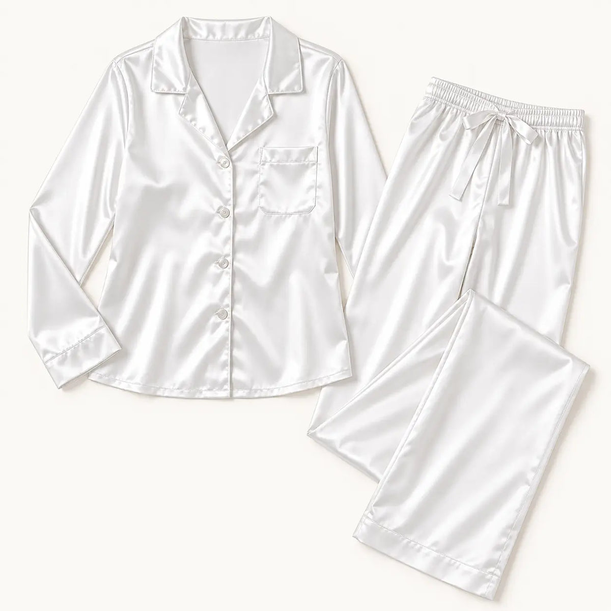 Pyjama Rayonne En Satin Col Tailleur – vue 6 | le Juste Pyjama