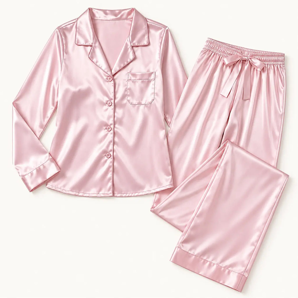 Pyjama Rayonne En Satin Col Tailleur – vue 7 | le Juste Pyjama