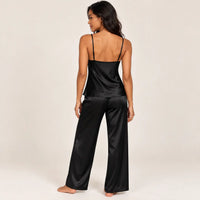 Pyjama Satin Noir Femme – vue 2 | le Juste Pyjama