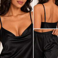 Pyjama Satin Noir Femme – vue 4 | le Juste Pyjama