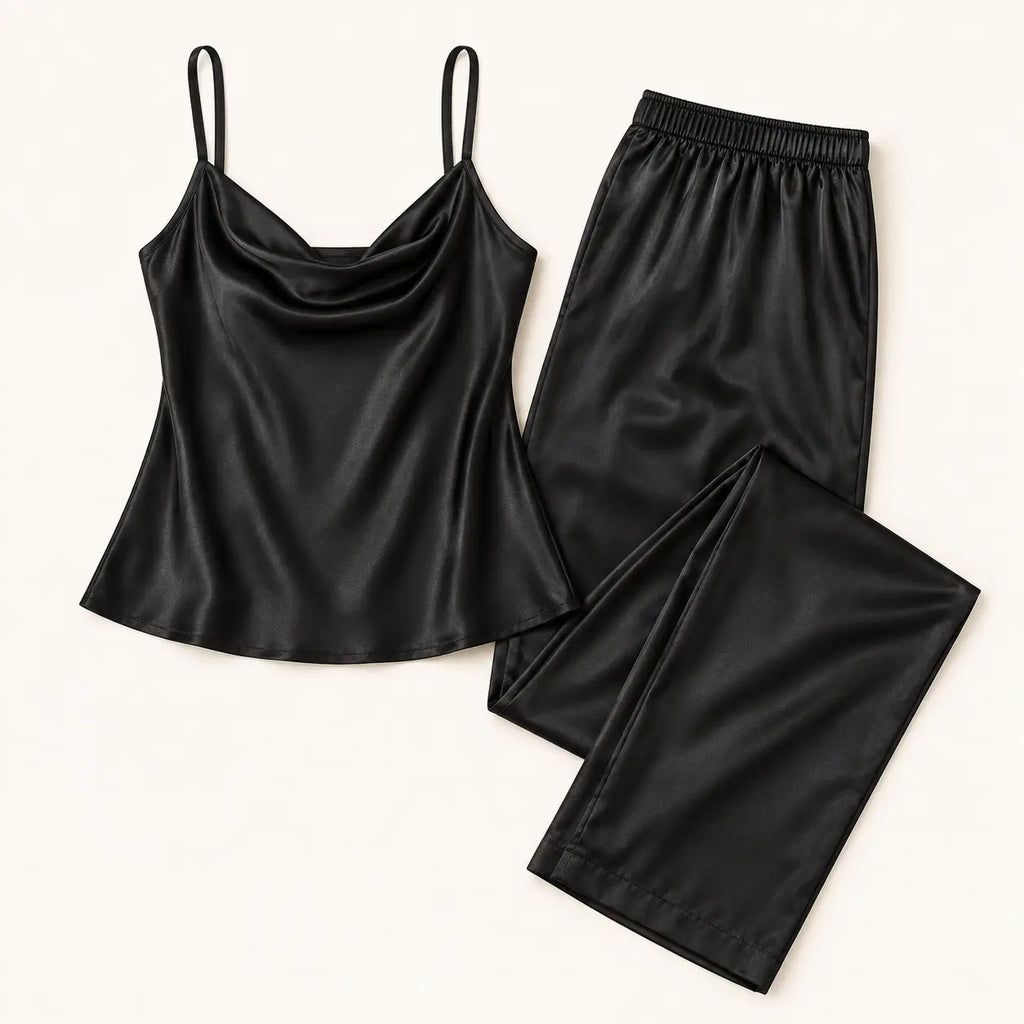 Pyjama Satin Noir Femme – vue 5 | le Juste Pyjama
