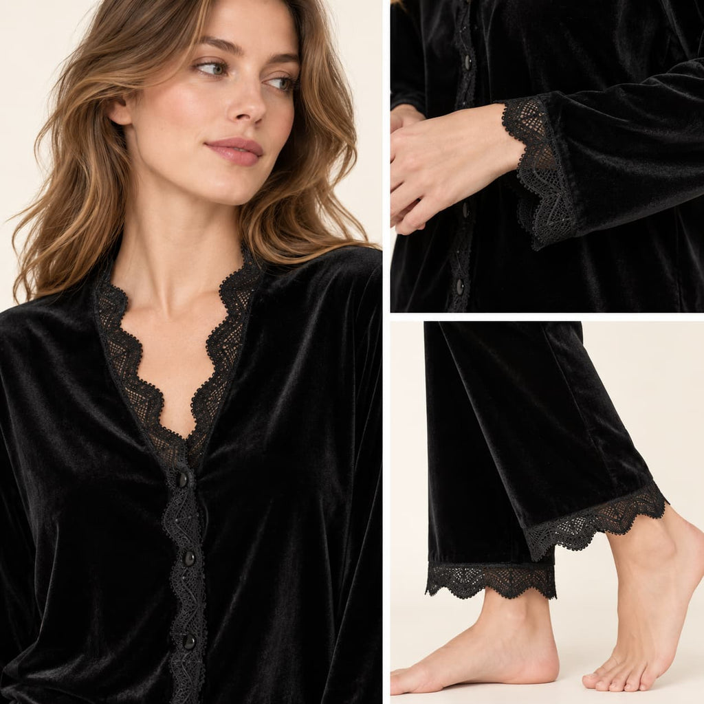 Pyjama Velours Noir Femme – vue 3 | le Juste Pyjama