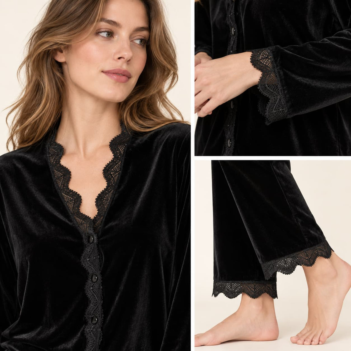 Pyjama Velours Noir Femme – vue 3 | le Juste Pyjama