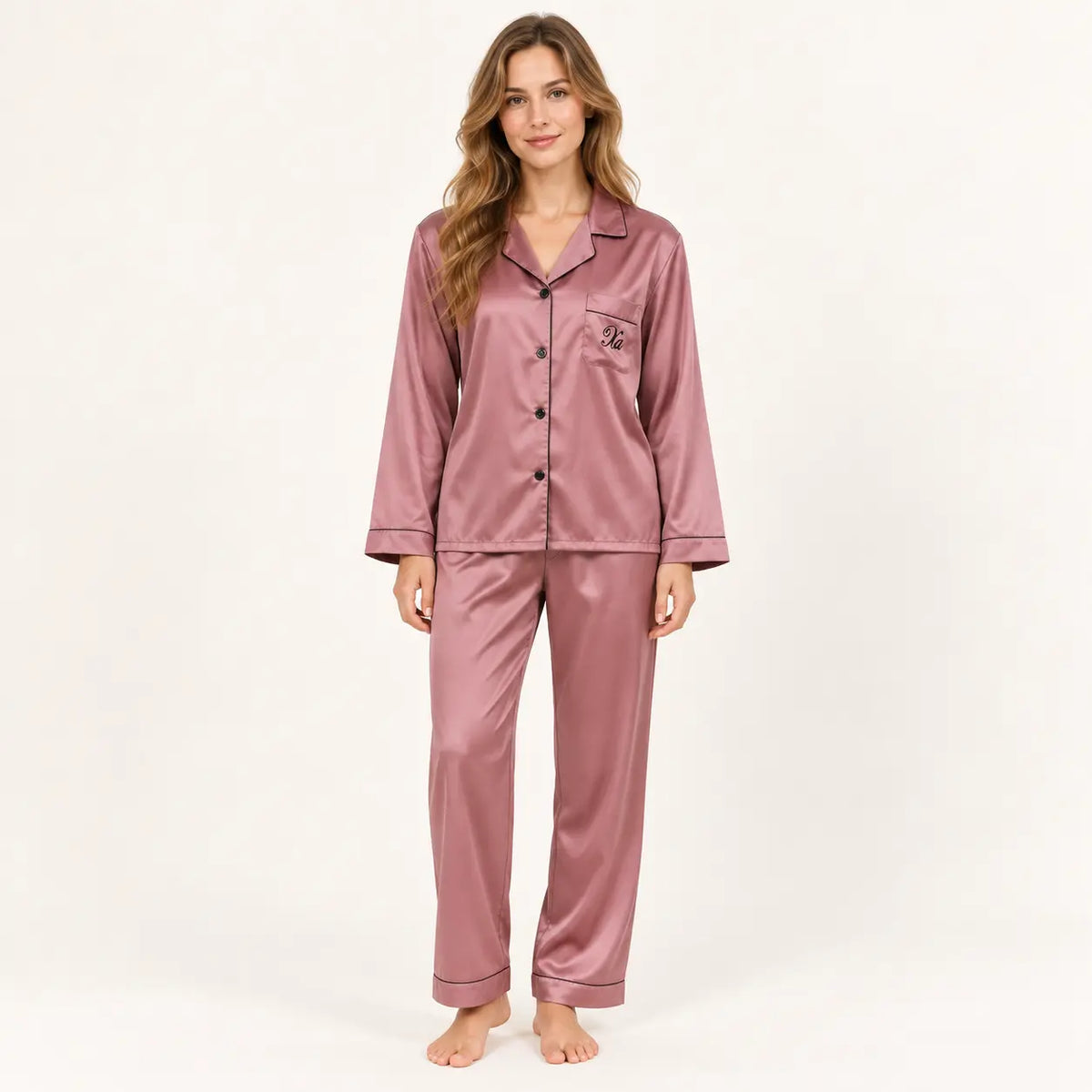 Pyjama Vêtements De Nuit Satin Couple – vue 4 | le Juste Pyjama