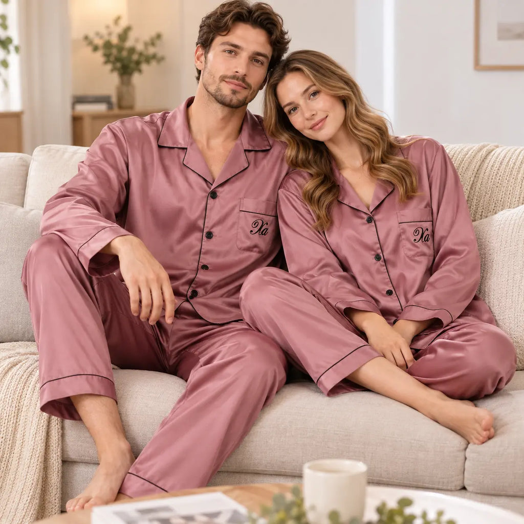 Pyjama Vêtements De Nuit Satin Couple – vue 5 | le Juste Pyjama