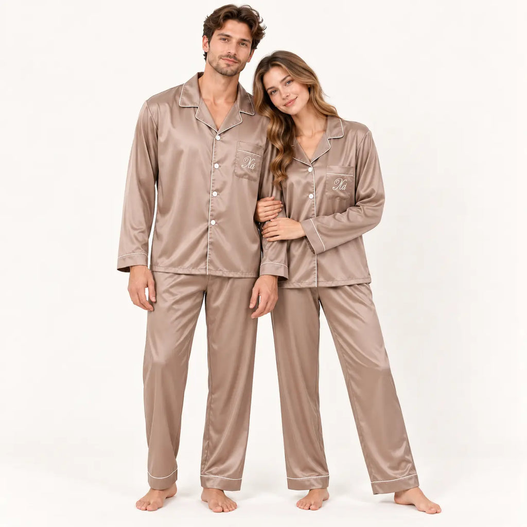 Pyjama Vêtements De Nuit Satin Couple – vue 7 | le Juste Pyjama