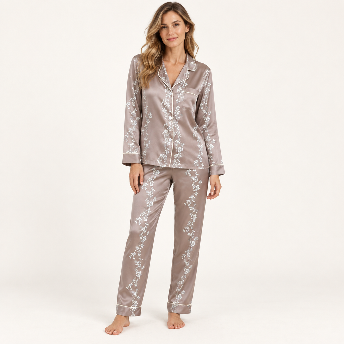 Pyjama En Satin Femme Imprimé Floral | le Juste Pyjama