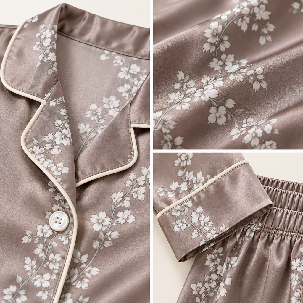 Pyjama En Satin Femme Imprimé Floral – vue 4 | le Juste Pyjama