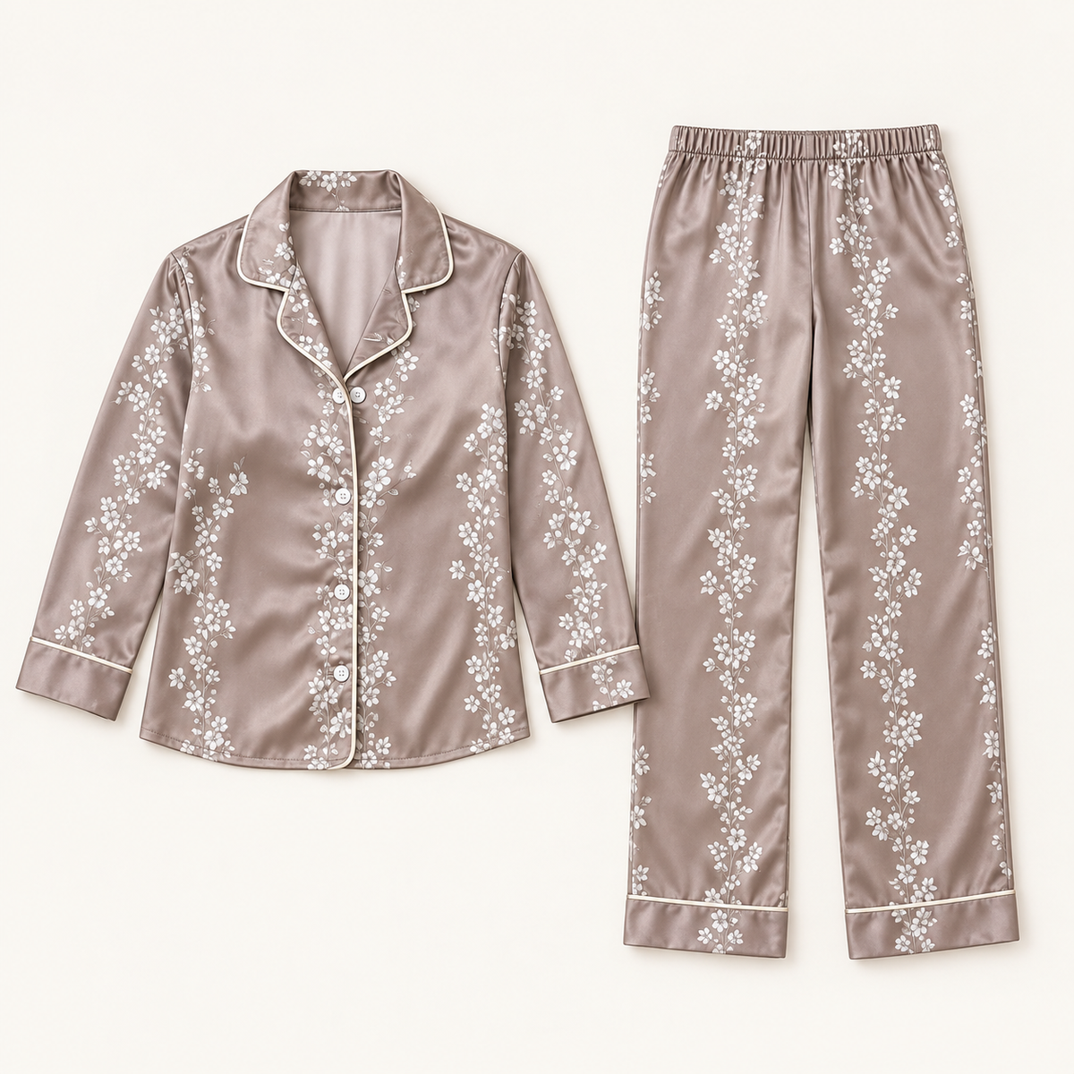 Pyjama En Satin Femme Imprimé Floral – vue 5 | le Juste Pyjama