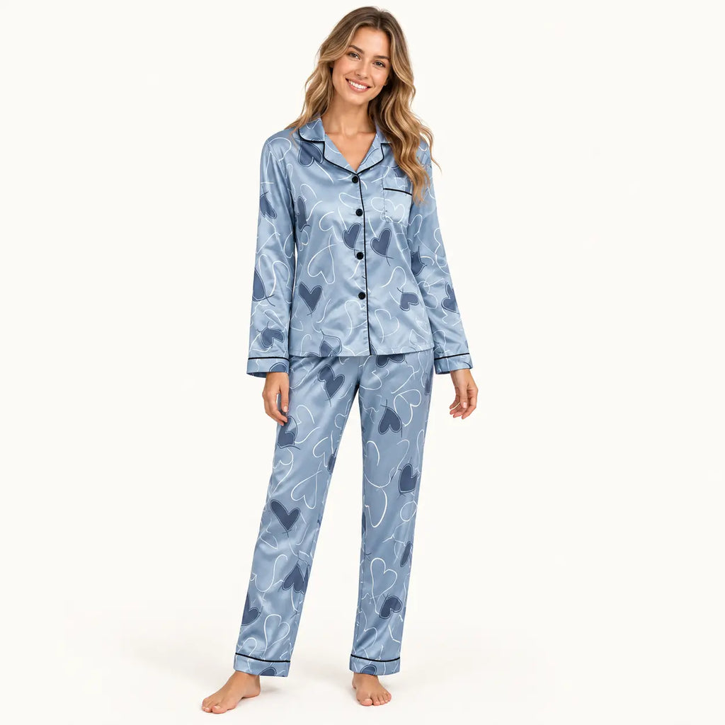 Pyjama Chemise Pantalon Femme En Satin Imprimé – vue 6 | le Juste Pyjama