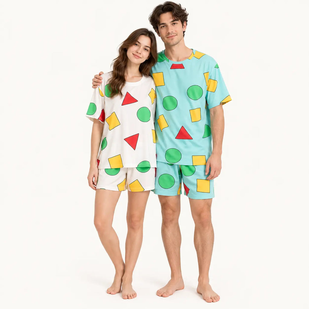 Pyjama Couple Coton Imprimé Formes Colorées – vue 6 | le Juste Pyjama