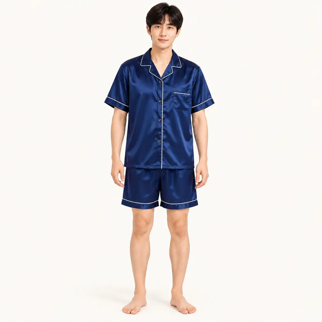 Pyjama Couple Satin Uni Manches Courtes | le Juste Pyjama