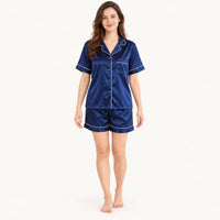 Pyjama Couple Satin Uni Manches Courtes – vue 8 | le Juste Pyjama