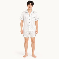 Pyjama Couple Satin Uni Manches Courtes – vue 6 | le Juste Pyjama