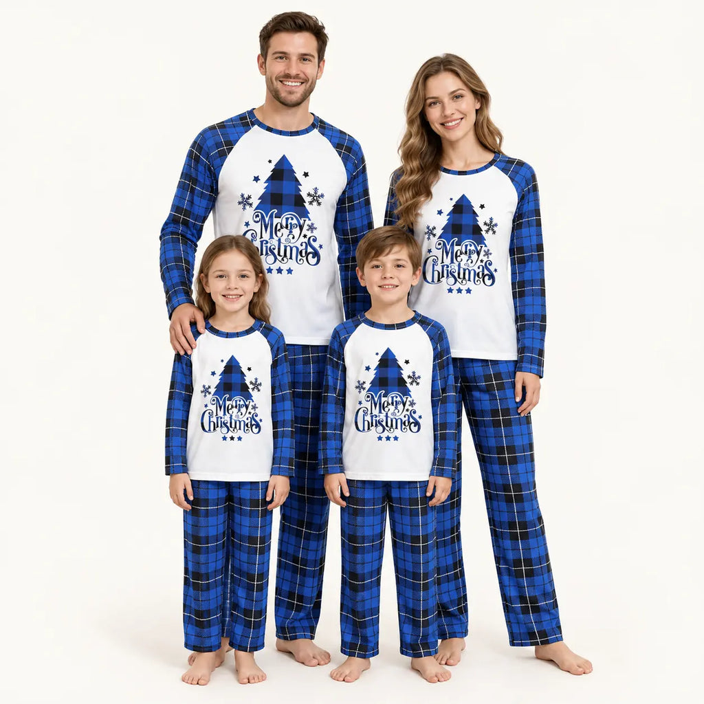 Pyjama De Noël Famille Assorti Sapin Imprimé Bleu – vue 10 | le Juste Pyjama