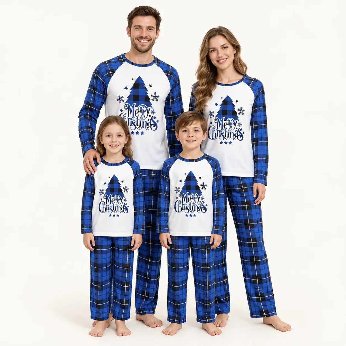 Pyjama De Noël Famille Assorti Sapin Imprimé Bleu – vue 10 | le Juste Pyjama