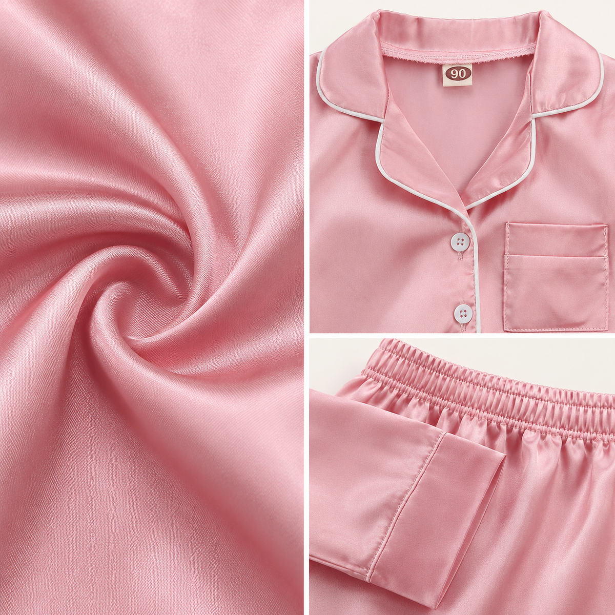 Pyjama De Printemps En Satin Rose – vue 4 | le Juste Pyjama