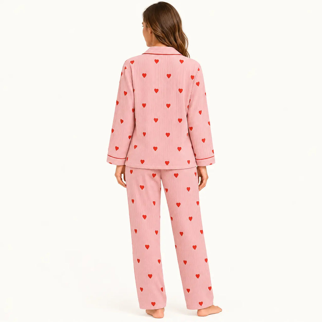 Pyjama Double Gaze De Coton Imprimé Cœurs – vue 2 | le Juste Pyjama