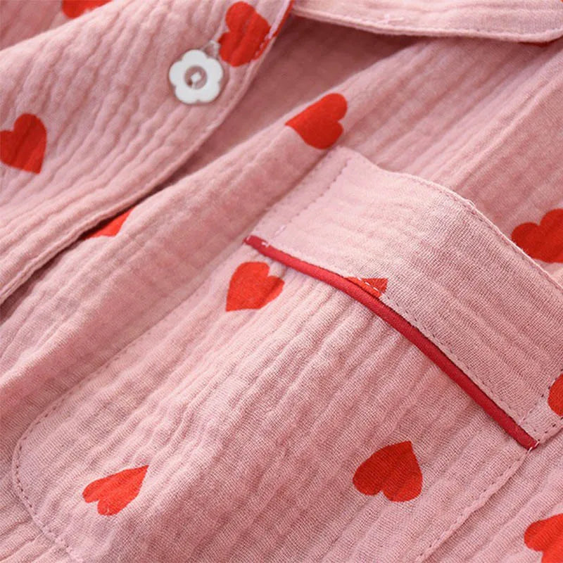 Pyjama Double Gaze De Coton Imprimé Cœurs – vue 5 | le Juste Pyjama