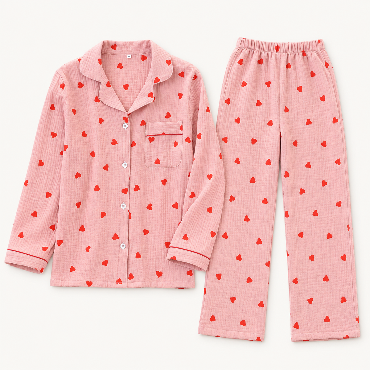 Pyjama Double Gaze De Coton Imprimé Cœurs – vue 4 | le Juste Pyjama