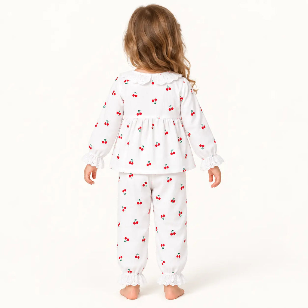 Pyjama En Coton Avec Dentelle Motif Cerises – vue 2 | le Juste Pyjama