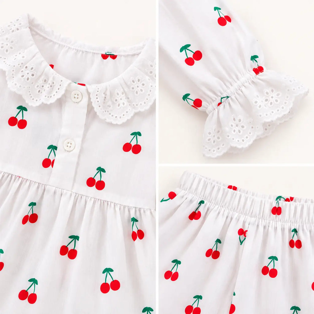 Pyjama En Coton Avec Dentelle Motif Cerises – vue 4 | le Juste Pyjama