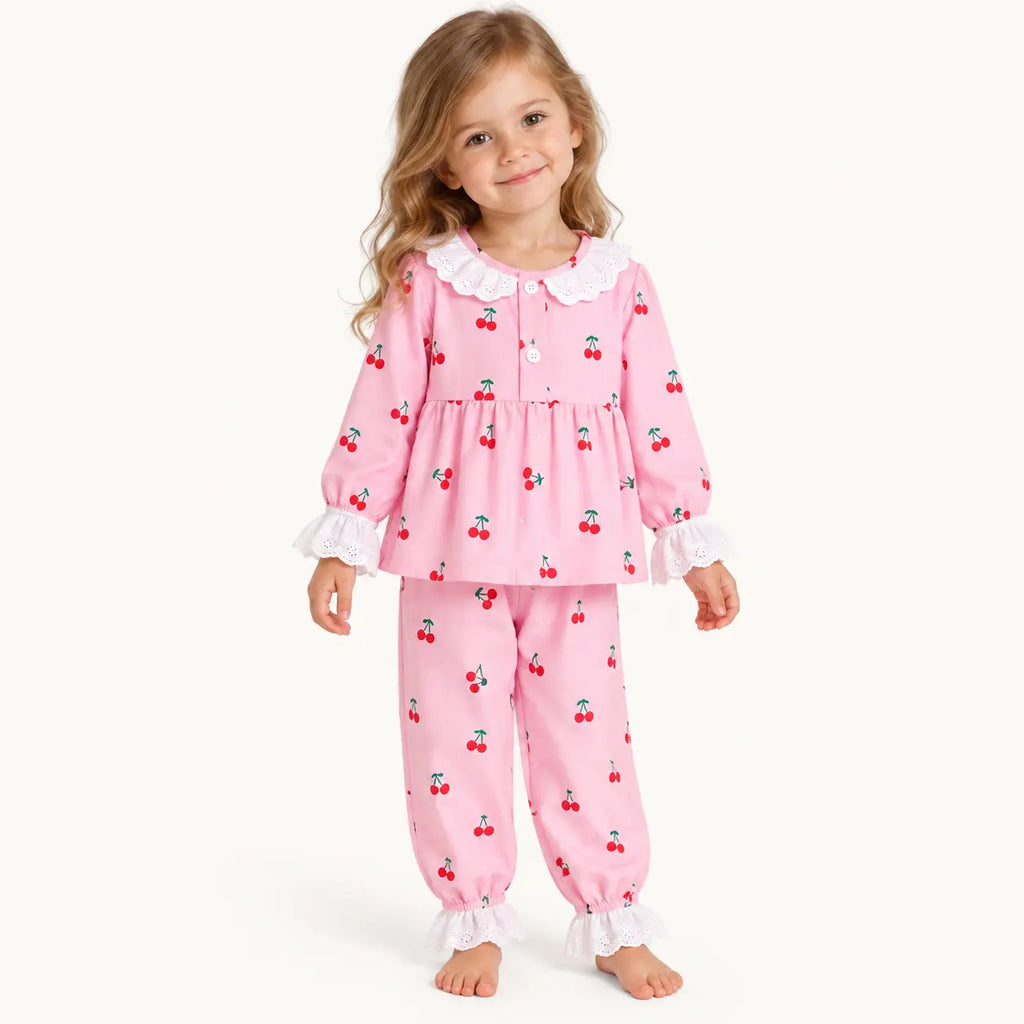 Pyjama En Coton Avec Dentelle Motif Cerises – vue 6 | le Juste Pyjama