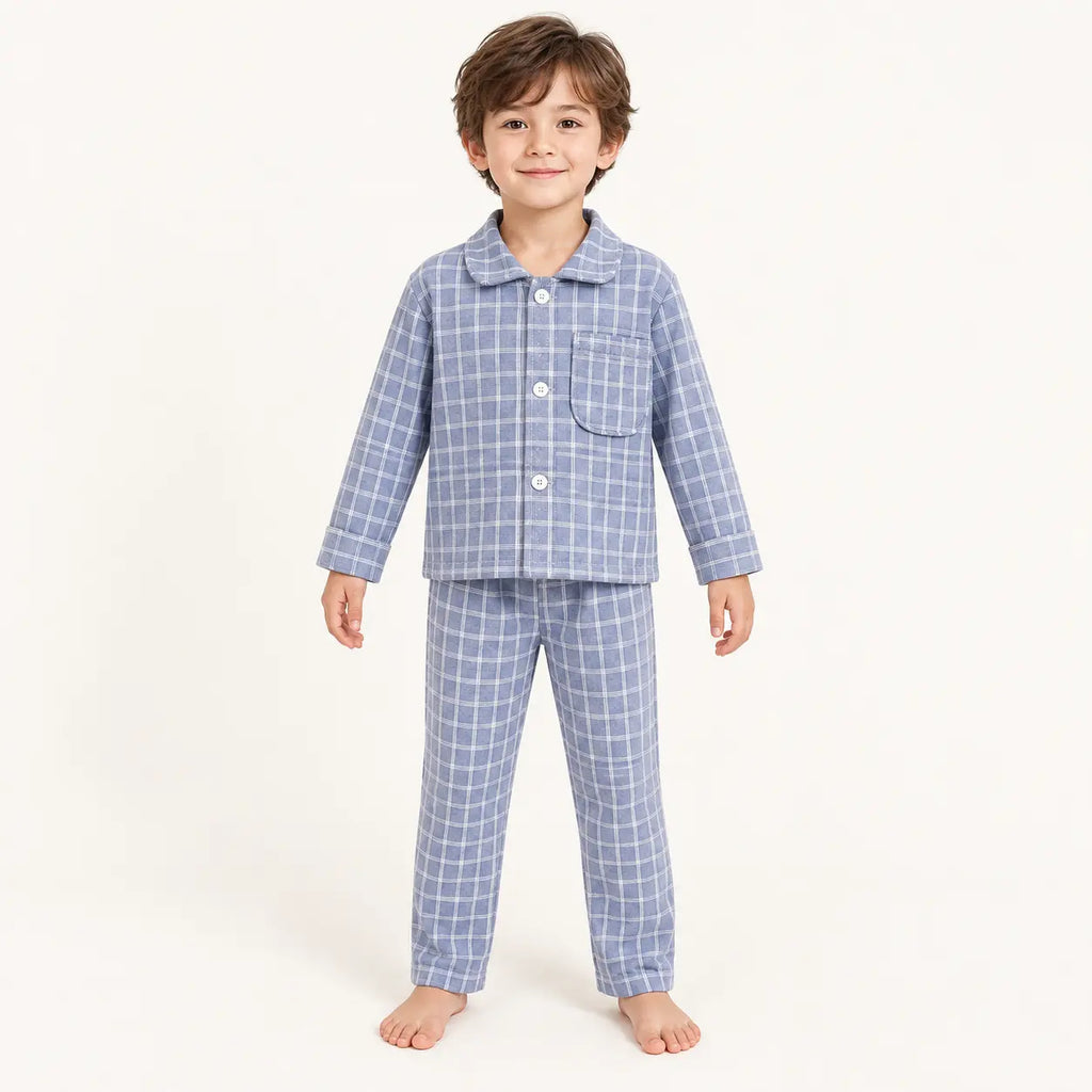 Pyjama En Coton À Carreaux Avec Col À Revers | le Juste Pyjama