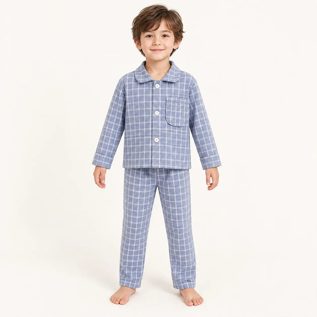 Pyjama En Coton À Carreaux Avec Col À Revers | le Juste Pyjama