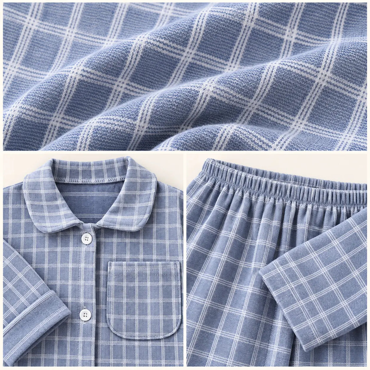 Pyjama En Coton À Carreaux Avec Col À Revers – vue 5 | le Juste Pyjama