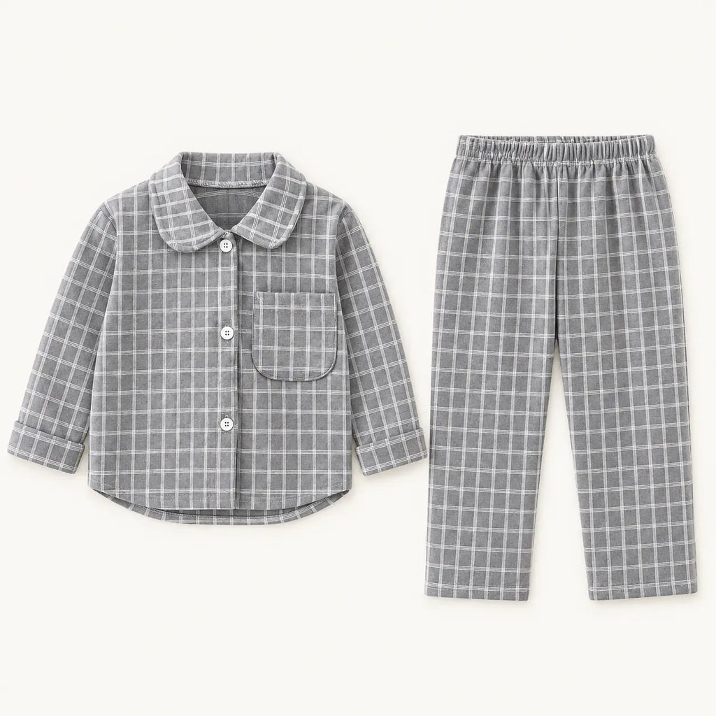 Pyjama En Coton À Carreaux Avec Col À Revers – vue 6 | le Juste Pyjama
