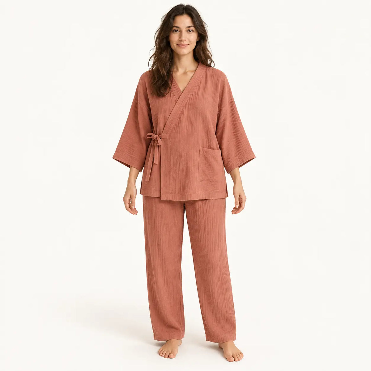 Pyjama En Gaze De Coton Terracotta | le Juste Pyjama