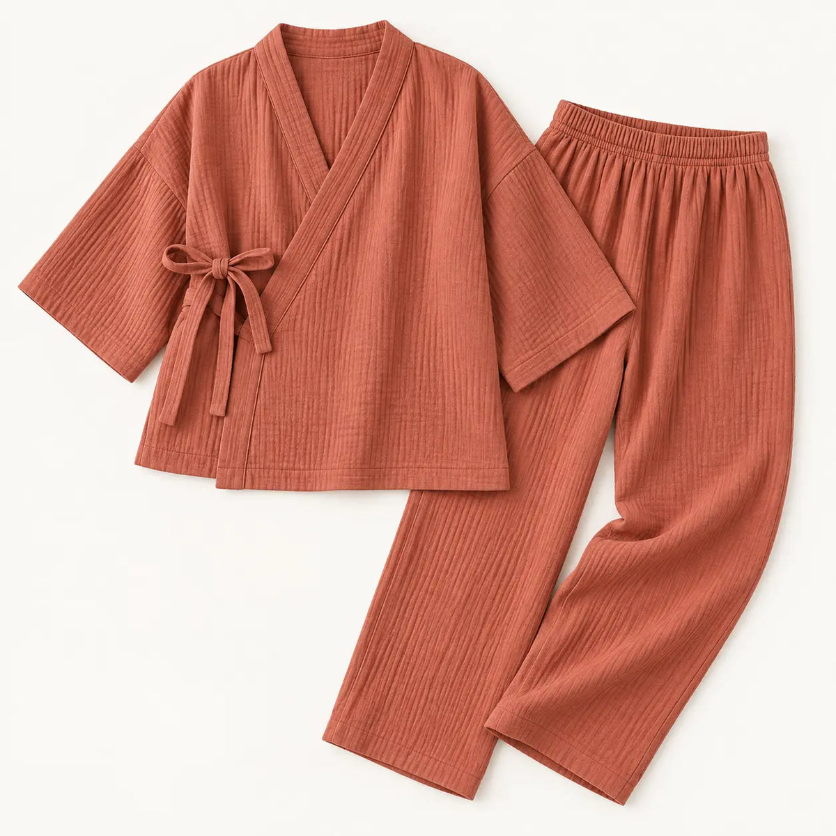 Pyjama En Gaze De Coton Terracotta – vue 5 | le Juste Pyjama