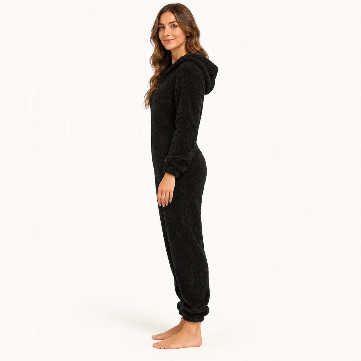 Pyjama En Polaire Femme Pelucheuse À Capuche – vue 3 | le Juste Pyjama