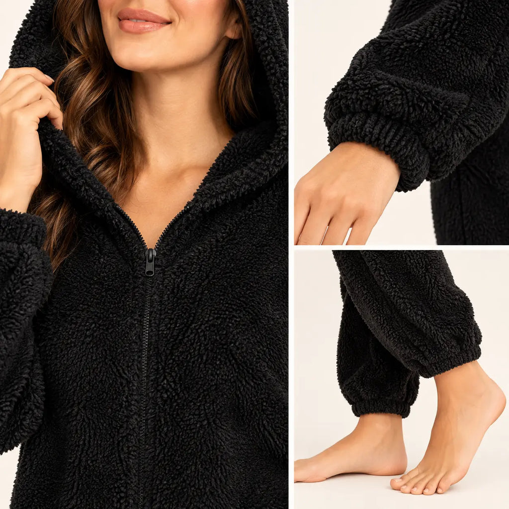 Pyjama En Polaire Femme Pelucheuse À Capuche – vue 4 | le Juste Pyjama