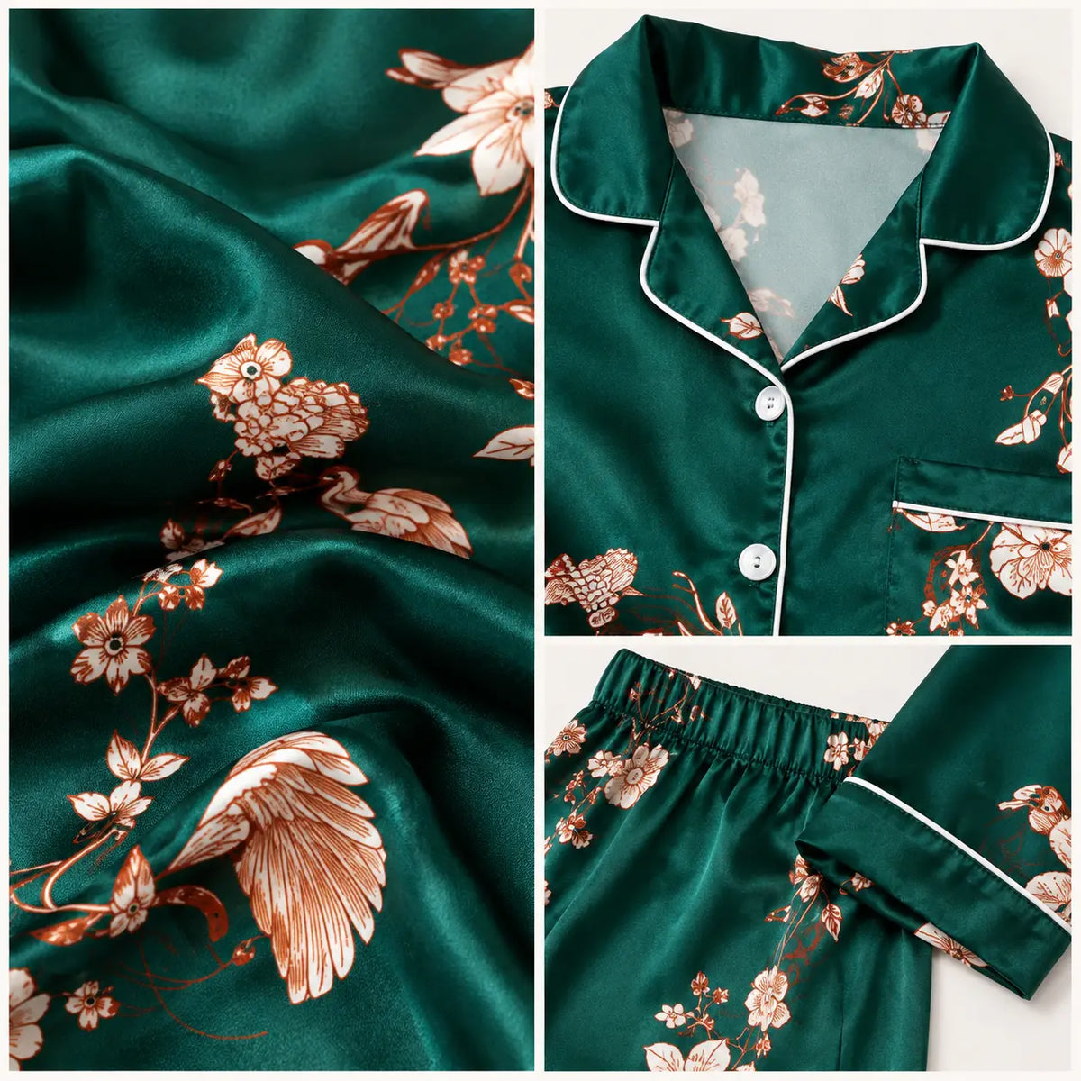 Pyjama En Satin Vert – vue 4 | le Juste Pyjama
