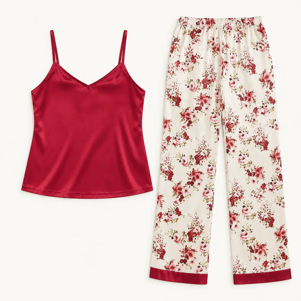 Pyjama Femme Caraco Satin Pantalon Fleuri – vue 7 | le Juste Pyjama