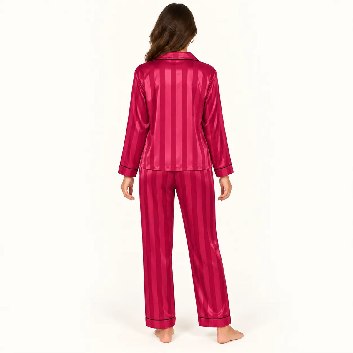 Pyjama Femme En Satin Rayé À Manches Longues – vue 2 | le Juste Pyjama