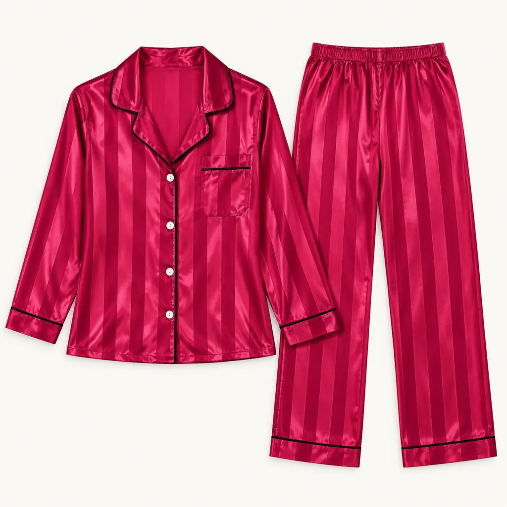 Pyjama Femme En Satin Rayé À Manches Longues – vue 5 | le Juste Pyjama